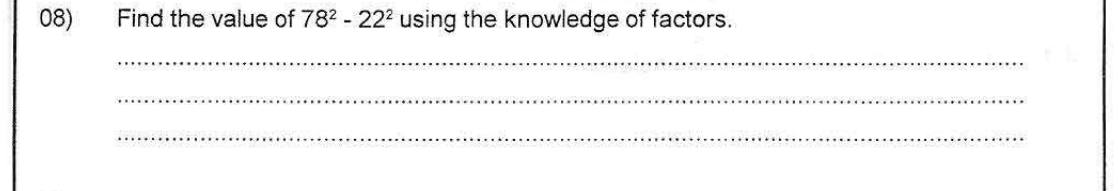 Paper I Part A Q8: Evaluate a difference of squares by factorising