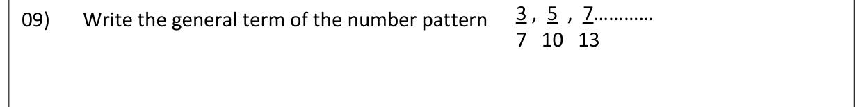 Paper I Part A Q9: General term of a fraction pattern