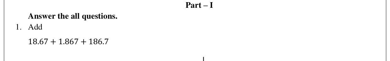 Paper I Part A Q1: Add three decimal numbers