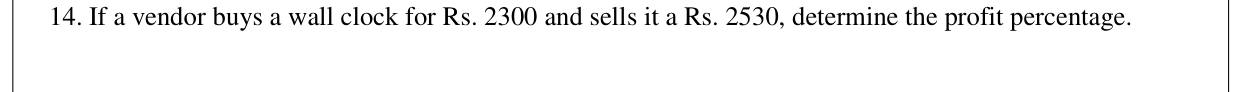 Paper I Part A Q14: Profit percentage on a wall clock