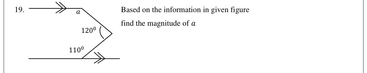 Paper I Part A Q19: Angle at a bent line between parallel lines