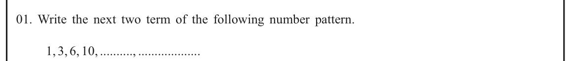 Paper I Part A Q1: Next two triangular numbers