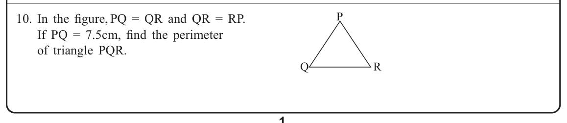 Paper I Part A Q10: Perimeter of an equilateral triangle