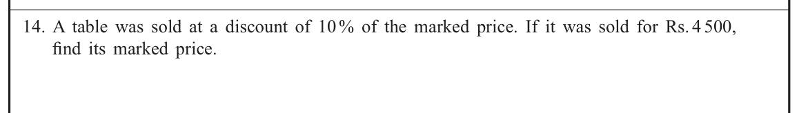 Paper I Part A Q14: Marked price from discounted selling price