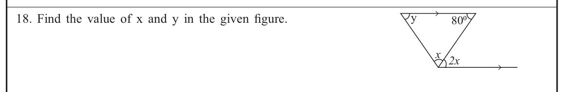 Paper I Part A Q18: Parallel lines and triangle angles with x and 2x