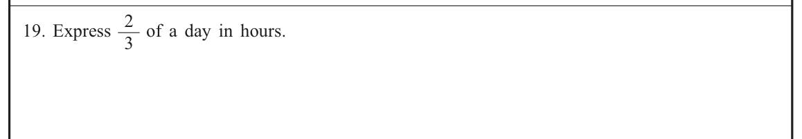 Paper I Part A Q19: Fraction of a day in hours