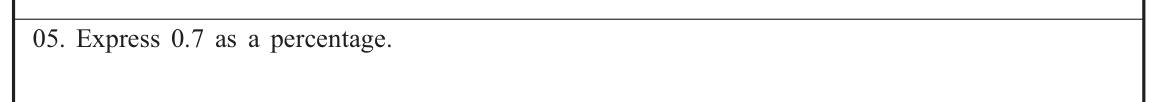 Paper I Part A Q5: Express a decimal as a percentage
