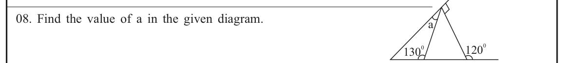 Paper I Part A Q8: Angle in triangles using exterior angles and a right angle