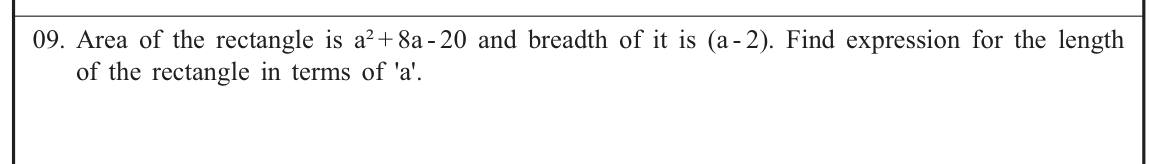 Paper I Part A Q9: Length of a rectangle by factorising its area