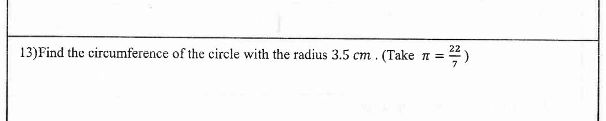 Paper I Part A Q13: Circumference of a circle from its radius