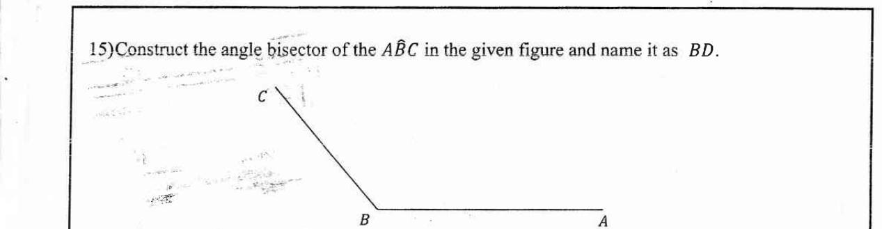 Paper I Part A Q15: Construct the bisector of a given angle