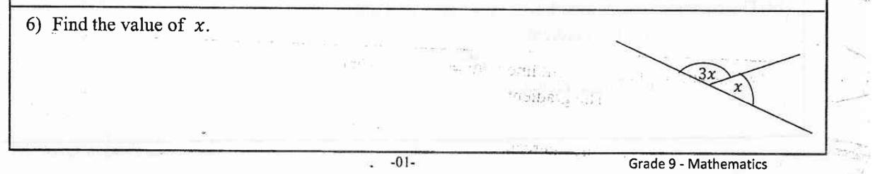 Paper I Part A Q6: Angles on a straight line in a ratio