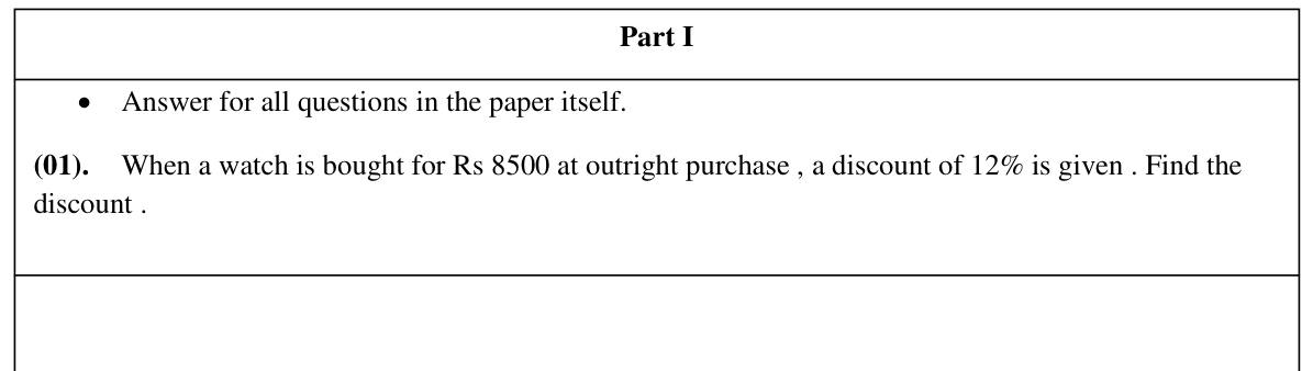 Paper I Part A Q1: Discount for an outright purchase