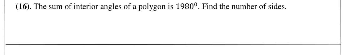 Paper I Part A Q16: Number of sides from interior angle sum