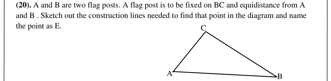 Paper I Part A Q20: Locate a point on BC equidistant from A and B