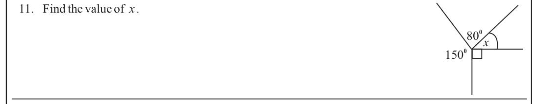 Paper I Part A Q11: Angles around a point