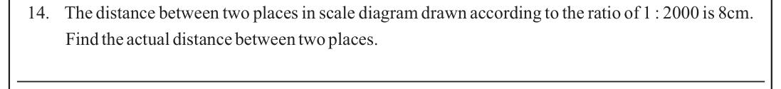 Paper I Part A Q14: Actual distance from a scale drawing ratio