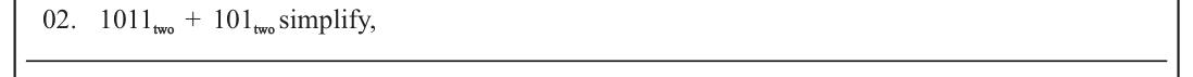 Paper I Part A Q2: Add two base-two numbers