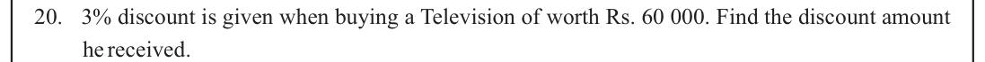Paper I Part A Q20: Discount amount as a percentage of a price