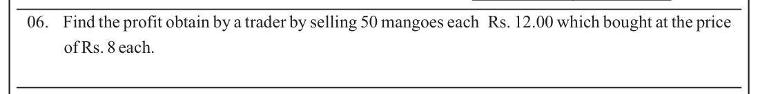 Paper I Part A Q6: Total profit on selling several items
