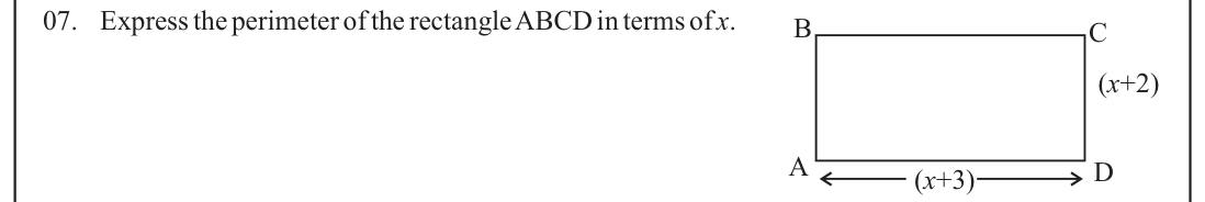 Paper I Part A Q7: Perimeter of a rectangle with algebraic sides