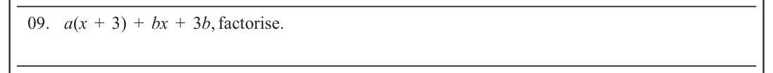 Paper I Part A Q9: Factorise by grouping a common binomial