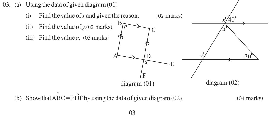 Paper II Part A Q3: Angles with parallel lines and a triangle; prove two angles equal