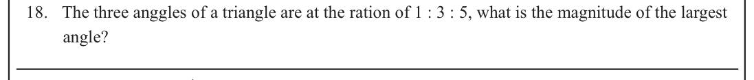 Paper I Part A Q18: Largest angle of a triangle with angles in a given ratio