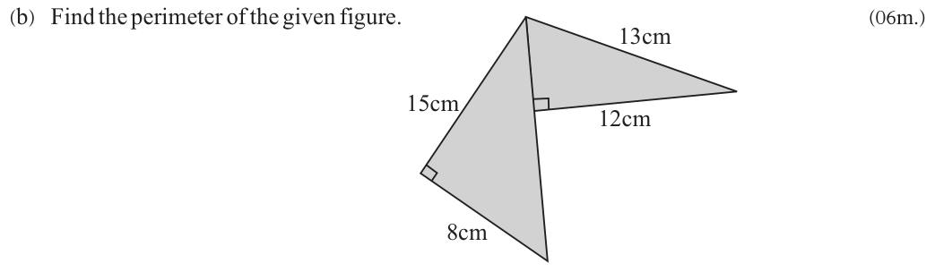 Paper II Part A Q1(b): Perimeter of a figure of two overlapping right triangles using Pythagoras