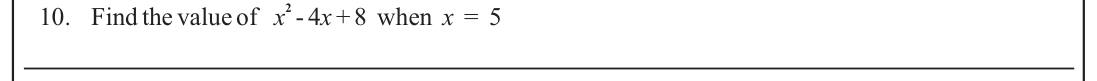 Paper I Part A Q10: Evaluate a quadratic expression by substitution