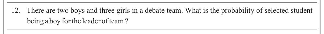 Paper I Part A Q12: Probability of choosing a boy from a small team