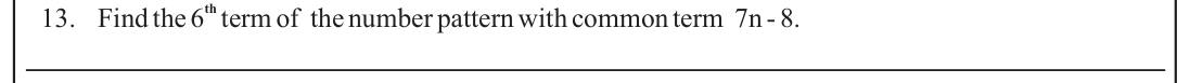 Paper I Part A Q13: Sixth term from a general term