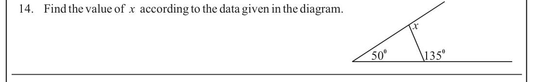 Paper I Part A Q14: Exterior angle of a triangle from given angles