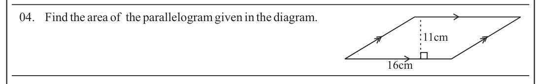 Paper I Part A Q4: Area of a parallelogram from base and perpendicular height