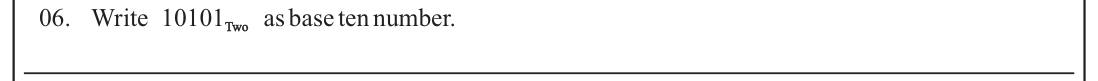 Paper I Part A Q6: Convert a five-digit binary number to base ten