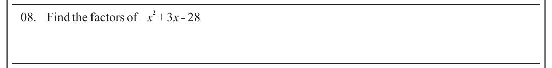 Paper I Part A Q8: Factorise a quadratic trinomial