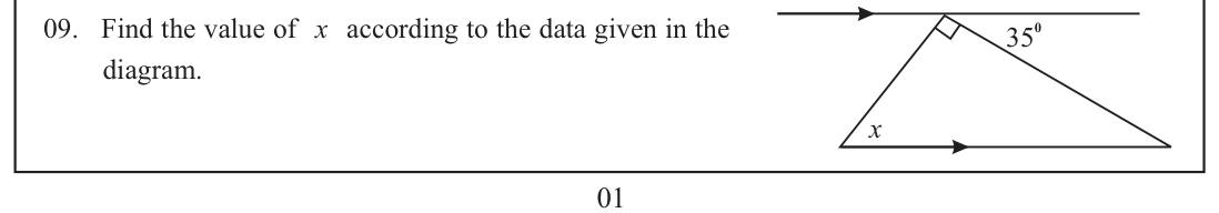 Paper I Part A Q9: Angle in a right triangle between parallel lines