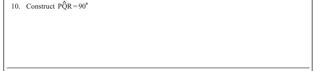 Paper I Part A Q10: Construct a right angle
