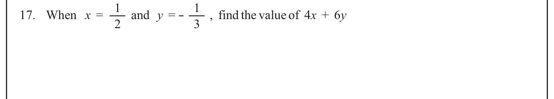 Paper I Part A Q17: Substitute fractions into a linear expression