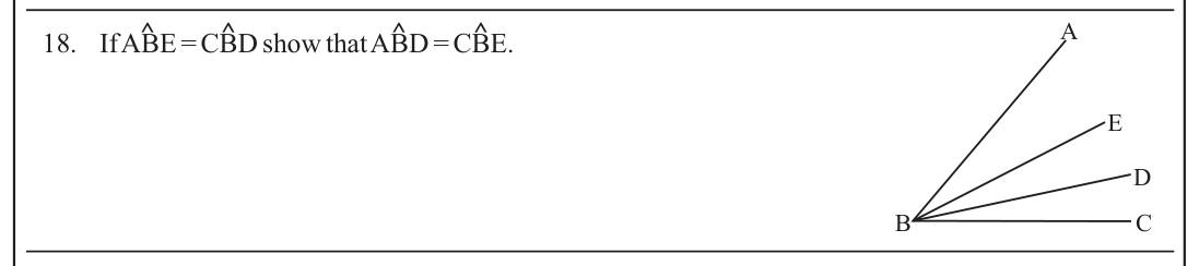 Paper I Part A Q18: Show two angles equal by adding a common angle