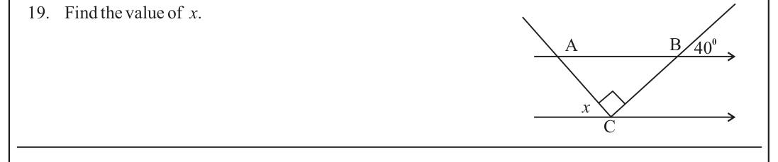 Paper I Part A Q19: Angle between parallel lines with a right angle