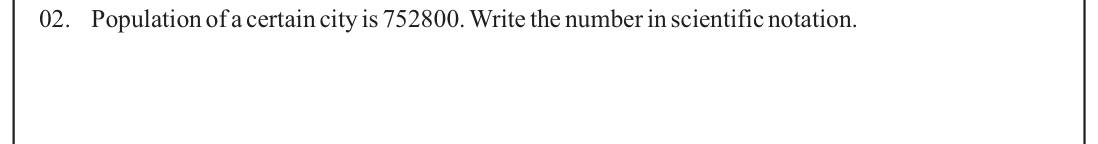 Paper I Part A Q2: Write a city population in scientific notation