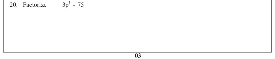 Paper I Part A Q20: Factorise a common factor then difference of squares