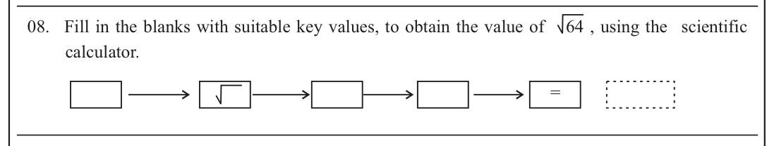 Paper I Part A Q8: Calculator key sequence for a square root