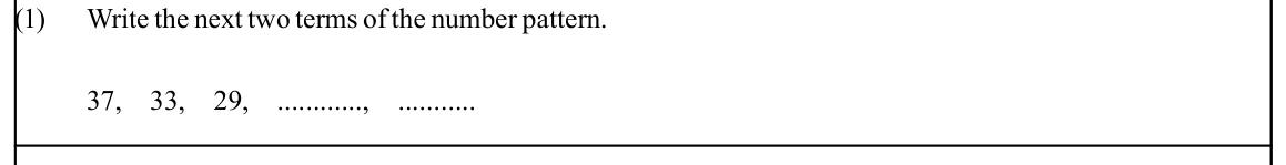 Paper I Part A Q1: Next two terms of a decreasing pattern