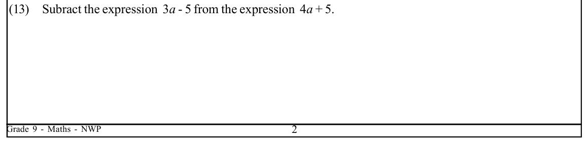 Paper I Part A Q13: Subtract one binomial expression from another