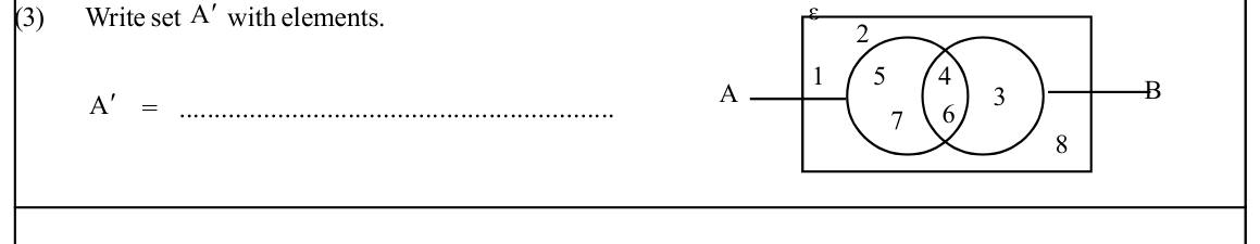 Paper I Part A Q3: List the complement of a set from a Venn diagram