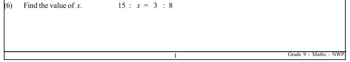 Paper I Part A Q6: Missing term of an equal ratio