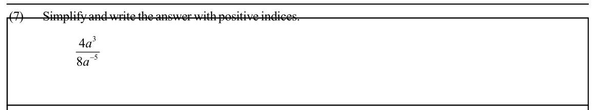Paper I Part A Q7: Simplify a quotient with a negative index