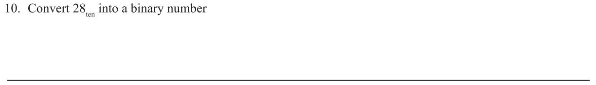 Paper I Part A Q10: Convert a decimal number to base two